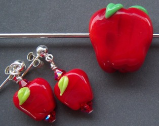 Apple Pendant and Earrings ~ Made to order